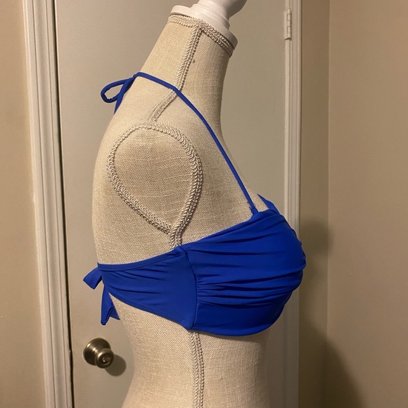 Royal blue twist front bandeau bikini top with straps - Picture 12 of 12